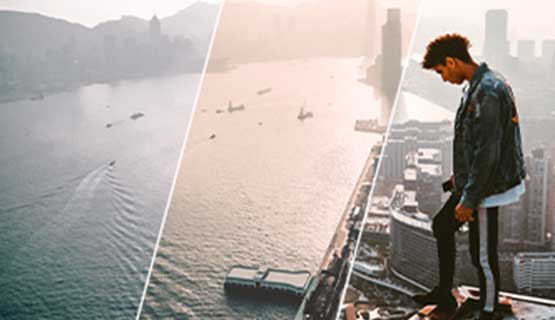 Man standing on a rooftop